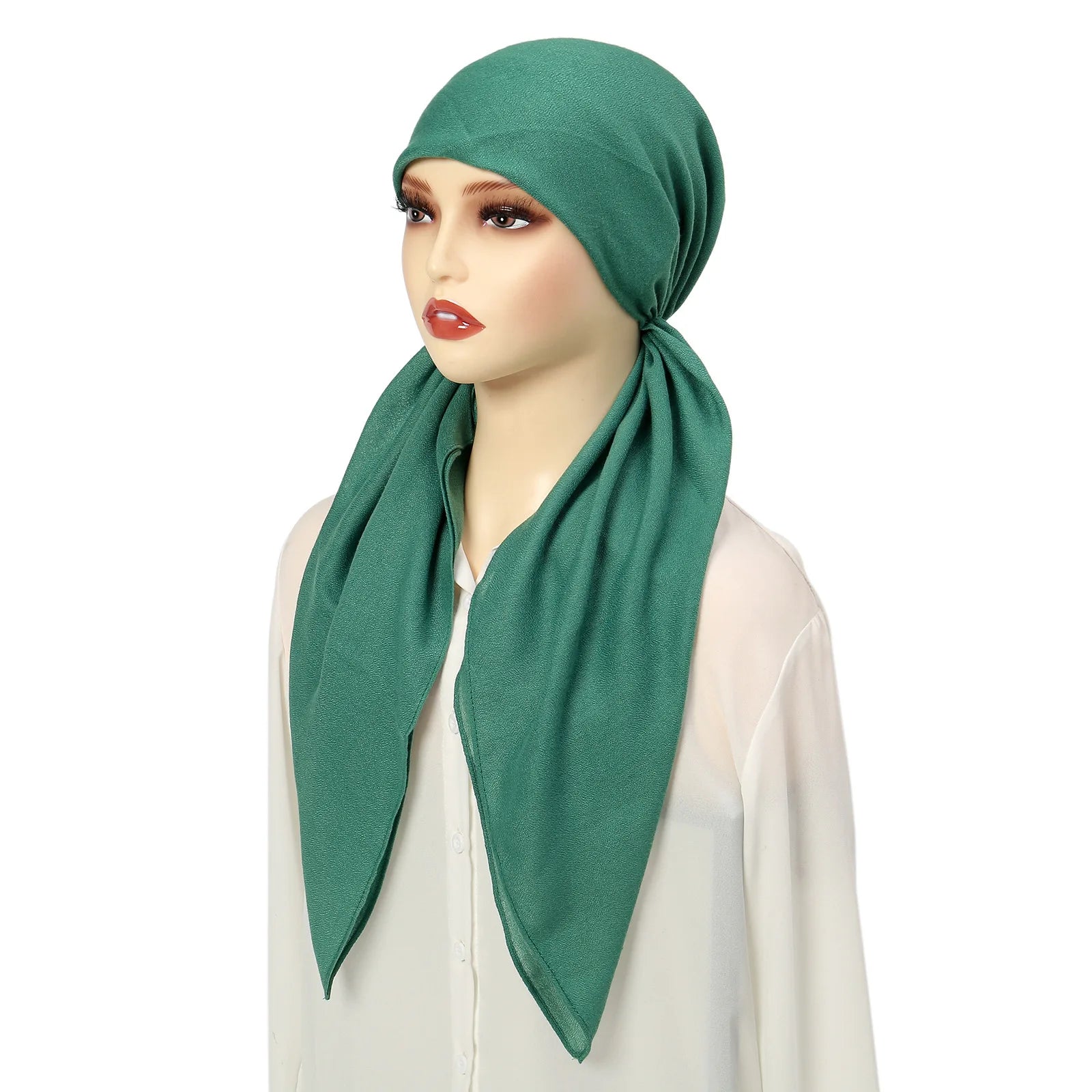 Ramadan Solid Color Soft Elastic Women's Hijab Muslim Ladies Turban Bonnet Long Tail Head Wrap Head Scarf Indian Hats