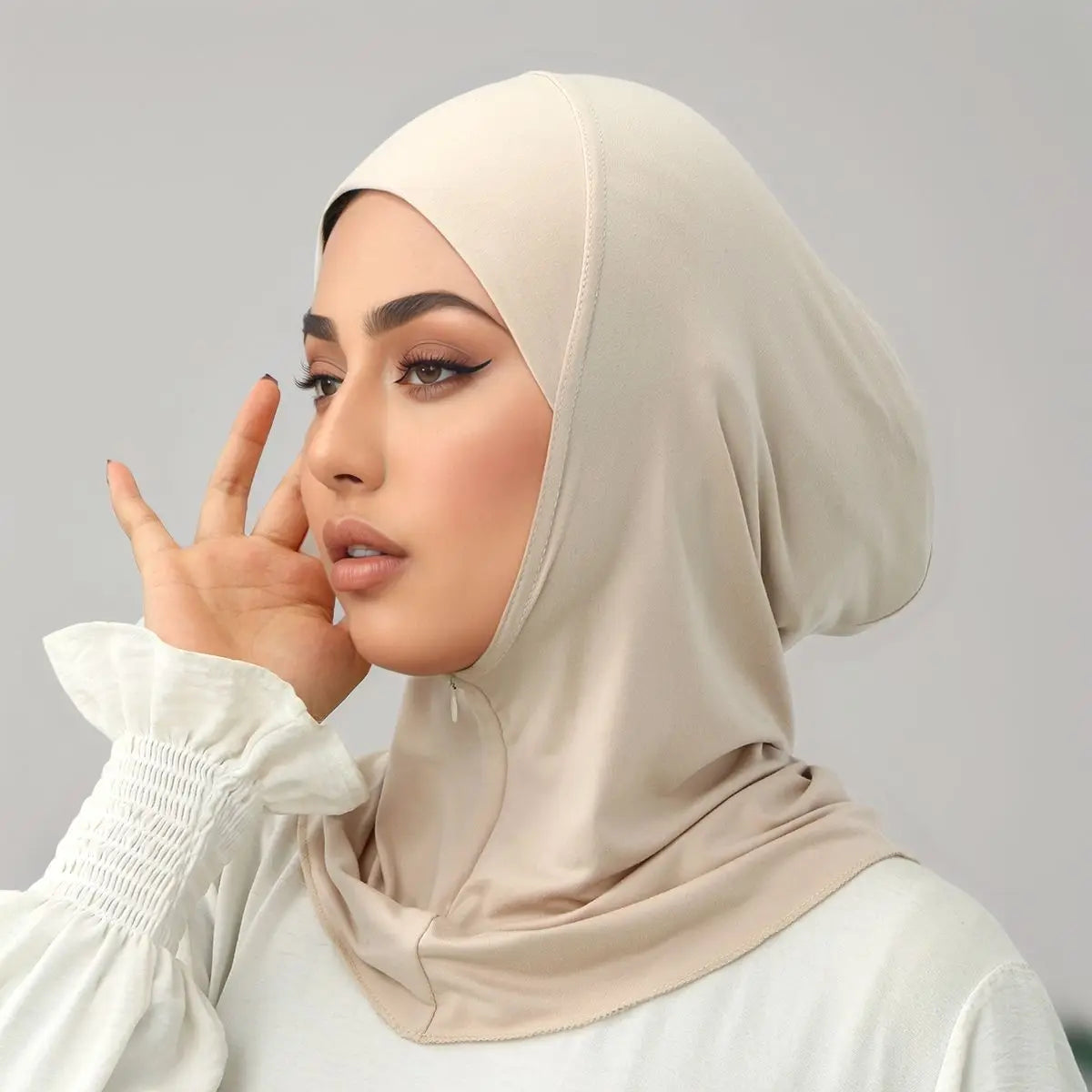 New Design Muslim Women Soild Instant Hijab With Hidden Zipper Middle East Jilbab Adjustable Prayer Hijab Cotton Modal Inner Cap