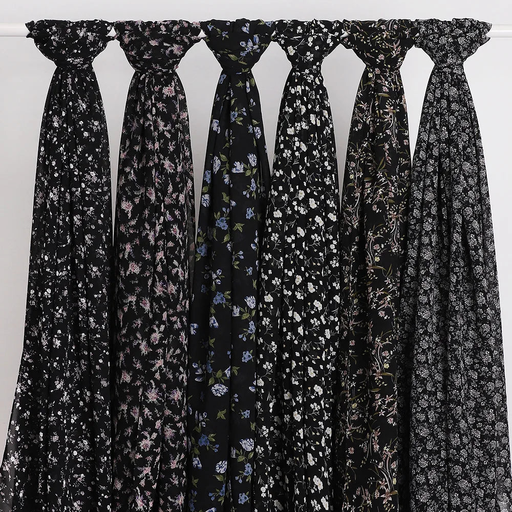 New Printed Hijabs Shawl Bubble Chiffon Hijabs Woman Design Flower Shawls Muslim Scarves Headscarf Wraps Turbans Long Scarves
