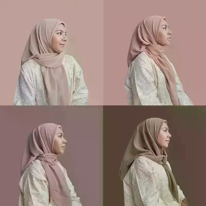 Ramadan Muslim Chiffon Hijabs For Woman Plain Color Headscarf Long Shawl Scarf Thin Breathable Sunscreen Head Wrap Hijabs Scarf