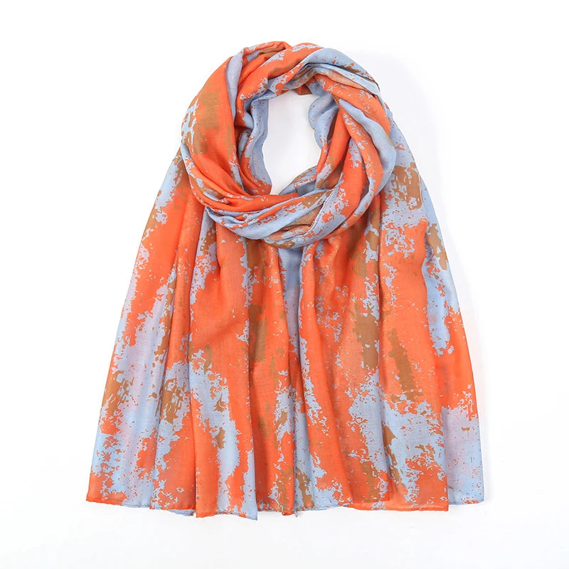 New Women's Watercolor Hijab Scarf Bandana Headband Vintage Luxury Beach 180cm Long Handkerchief Bohemia Muslim Accessories 2025