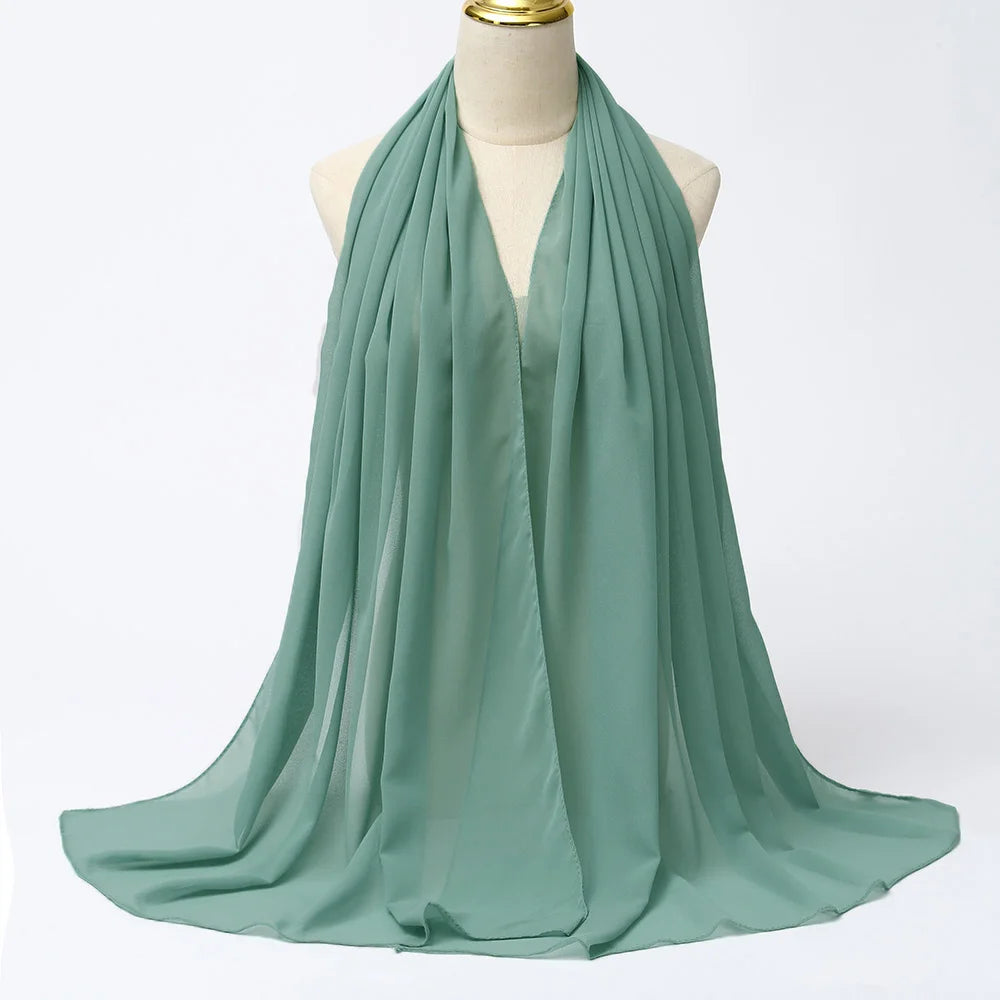 Muslim Chiffon Hijabs For Woman Long Solid Color Head Wrap For Women Shawls Scarves Ladies Muslim Veil Hijab