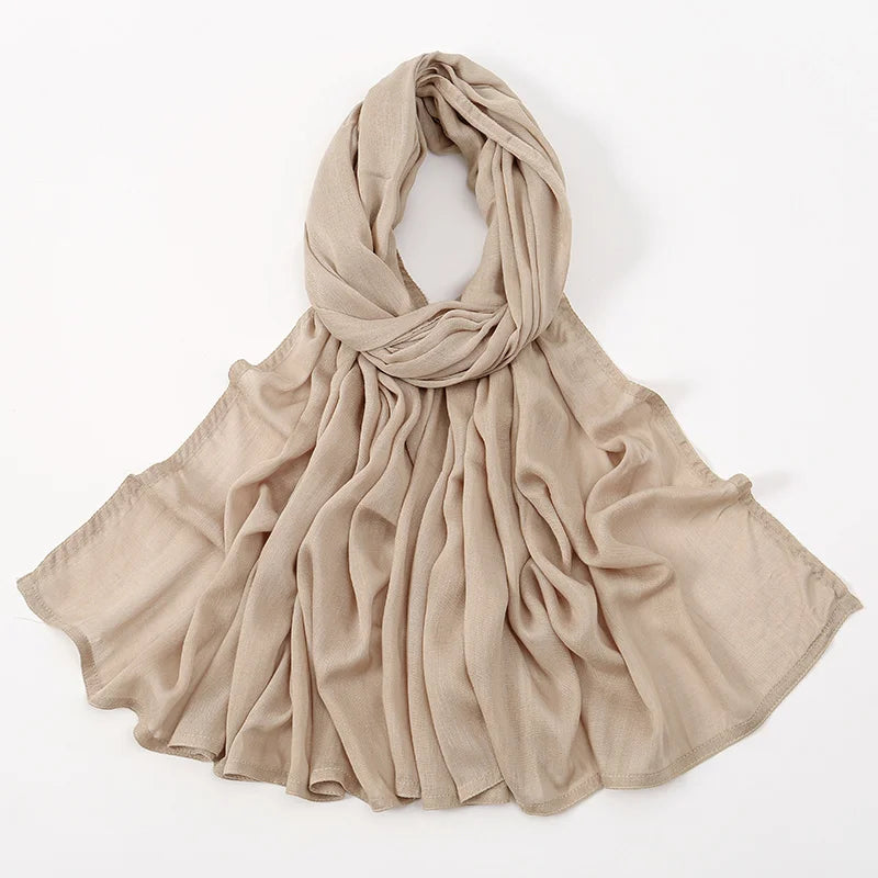 Rayon Viscose Muslim Woman Hijab Cotton Plain Musulman Scarves Solid Islamic Shawls and Wraps Soft Women's Turban Headband Veil