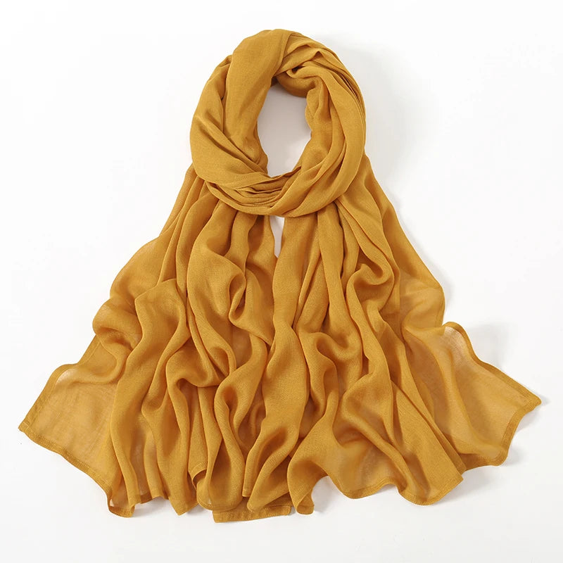 Rayon Viscose Muslim Woman Hijab Cotton Plain Musulman Scarves Solid Islamic Shawls and Wraps Soft Women's Turban Headband Veil