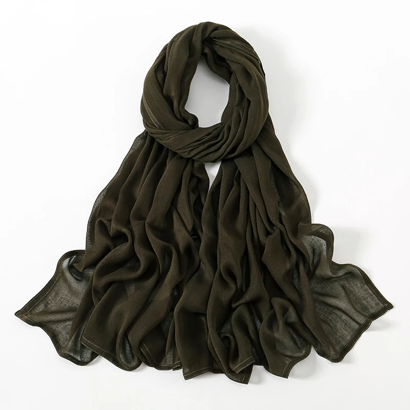 Rayon Viscose Muslim Woman Hijab Cotton Plain Musulman Scarves Solid Islamic Shawls and Wraps Soft Women's Turban Headband Veil
