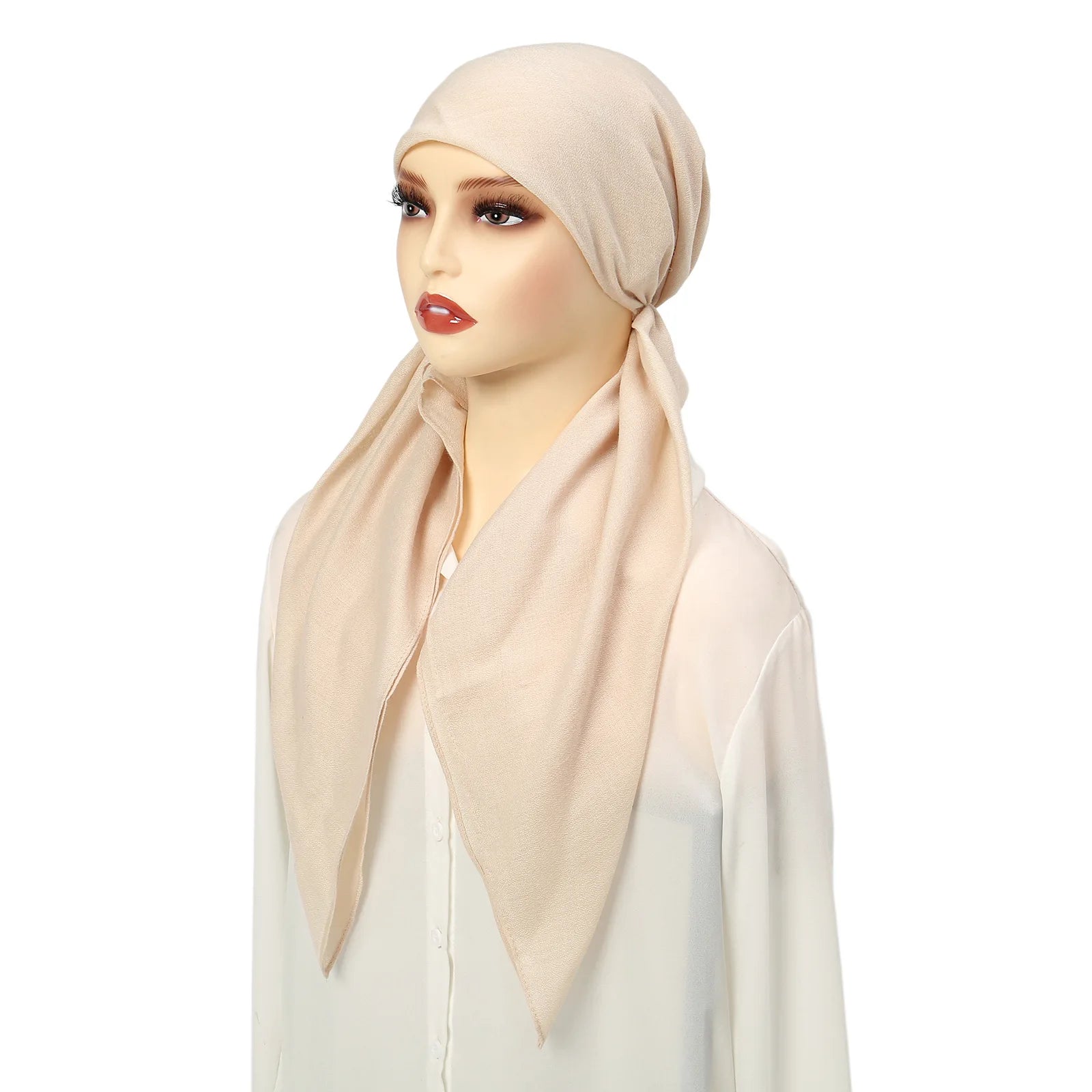 Ramadan Solid Color Soft Elastic Women's Hijab Muslim Ladies Turban Bonnet Long Tail Head Wrap Head Scarf Indian Hats