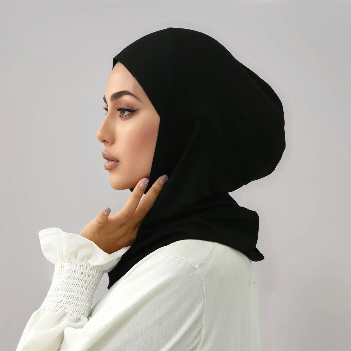 New Design Muslim Women Soild Instant Hijab With Hidden Zipper Middle East Jilbab Adjustable Prayer Hijab Cotton Modal Inner Cap