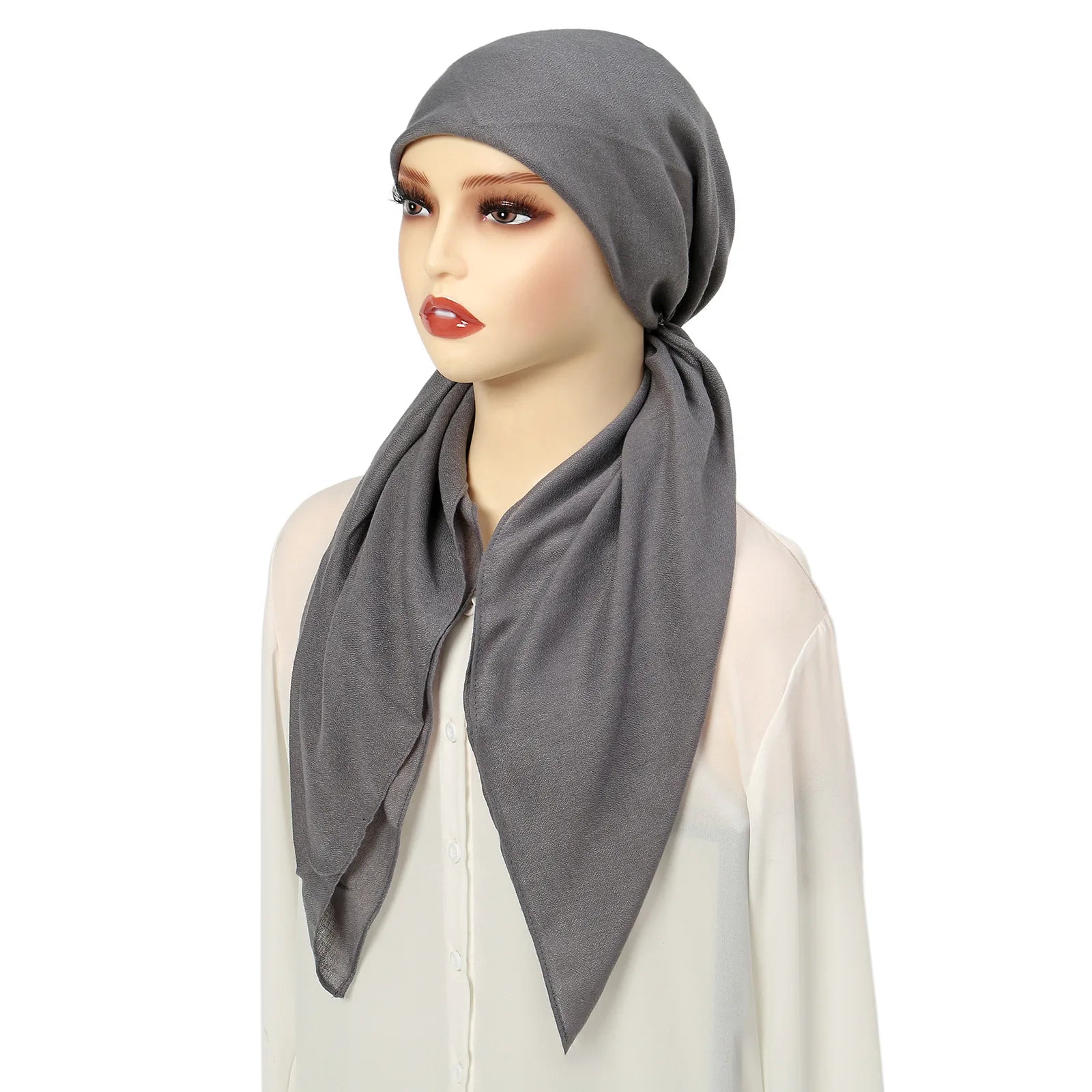 Ramadan Solid Color Soft Elastic Women's Hijab Muslim Ladies Turban Bonnet Long Tail Head Wrap Head Scarf Indian Hats