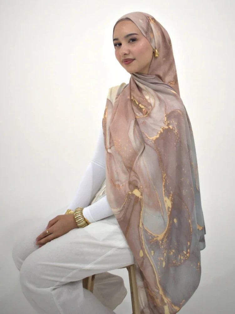 New Ramadan Hijab Leopard Print Women Bohemian Watercolor Soft Muslim Hijabs Floral Breathable Shawl Wrap Scarf Headscarf Warm