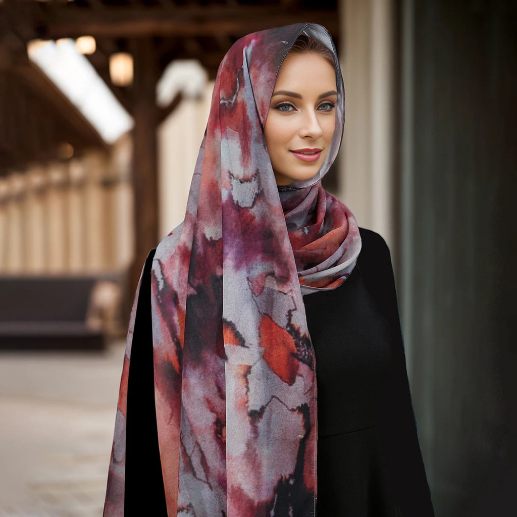 New Printed Chiffon Hijabs For Woman Shawls Turban Hijab For Women Muslim Fashion Head Scarf Headwraps For Women Islamic Turban