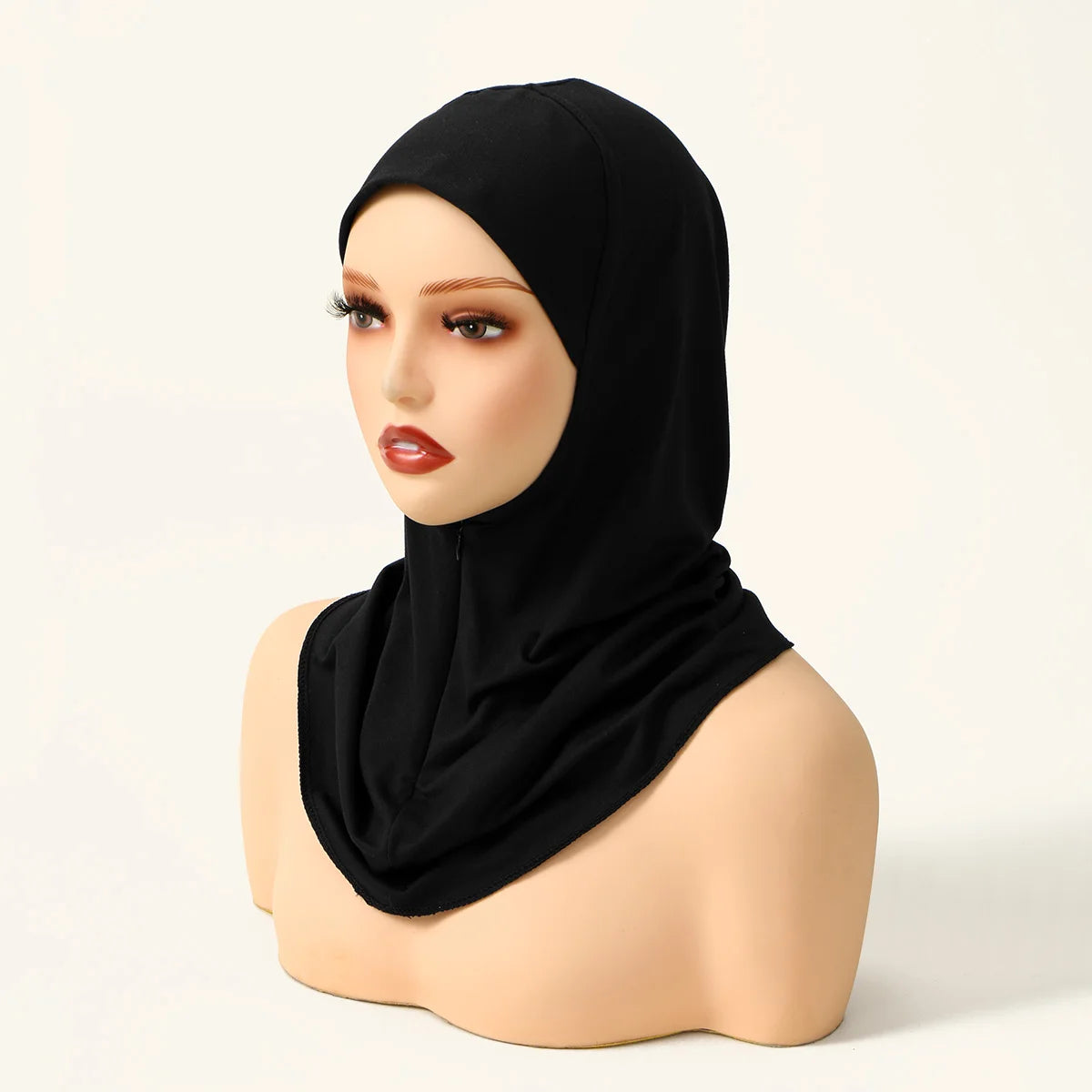 New Design Muslim Women Soild Instant Hijab With Hidden Zipper Middle East Jilbab Adjustable Prayer Hijab Cotton Modal Inner Cap