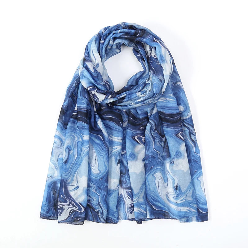 New Women's Watercolor Hijab Scarf Bandana Headband Vintage Luxury Beach 180cm Long Handkerchief Bohemia Muslim Accessories 2025