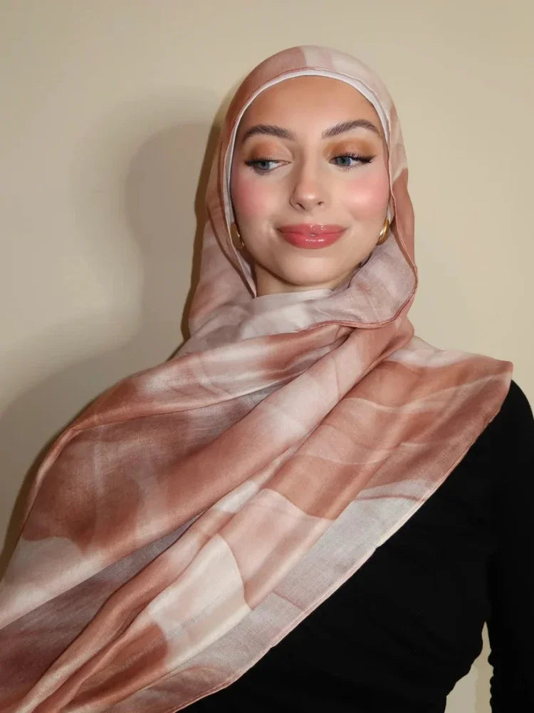 New Watercolor Hijabs for Women Floral  Print Hijab Scarf Breathable Soft Long Fashion Scarves Headscarf Paisley Muslim