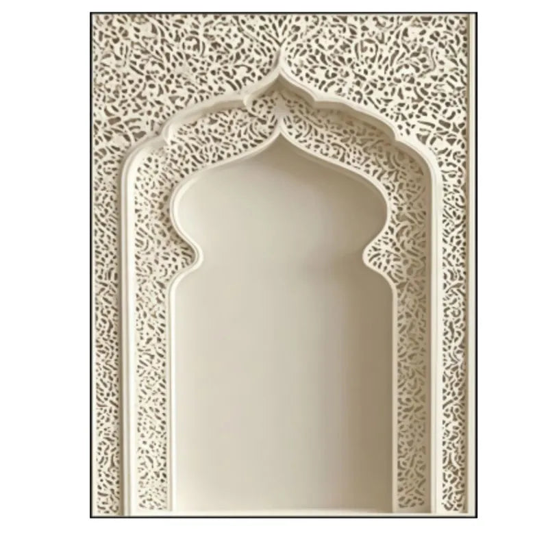 Elegant Beige Muslim Prayer Mat Washable Islamic Sajjadah with Fringe for Eid Gift