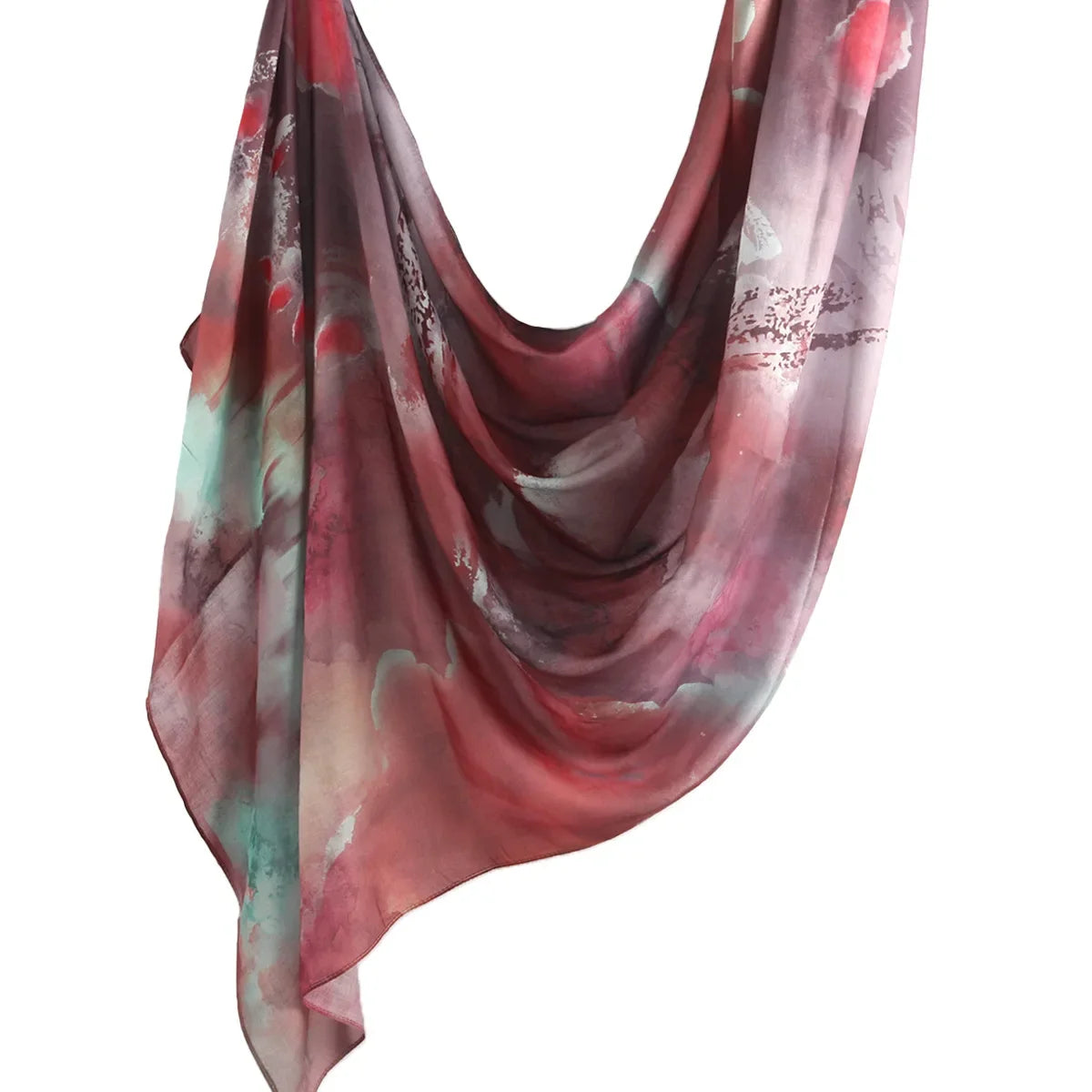 New Watercolor Hijabs for Women Floral  Print Hijab Scarf Breathable Soft Long Fashion Scarves Headscarf Paisley Muslim