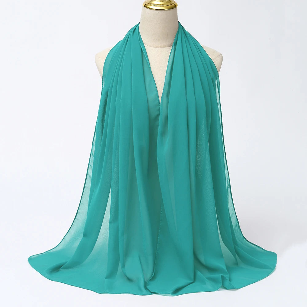 Muslim Chiffon Hijabs For Woman Long Solid Color Head Wrap For Women Shawls Scarves Ladies Muslim Veil Hijab