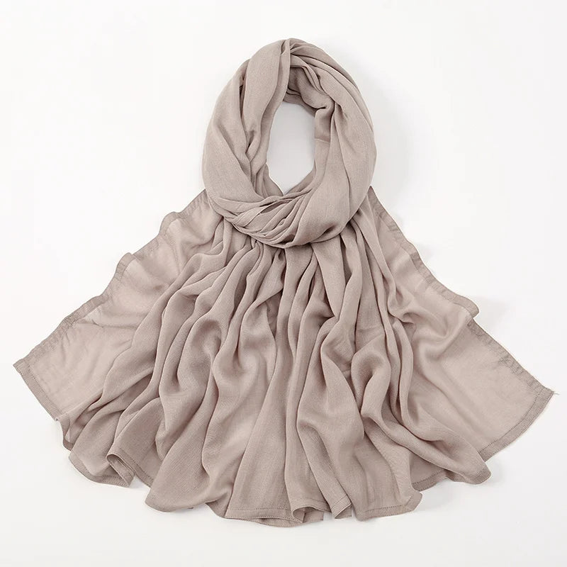 Rayon Viscose Muslim Woman Hijab Cotton Plain Musulman Scarves Solid Islamic Shawls and Wraps Soft Women's Turban Headband Veil