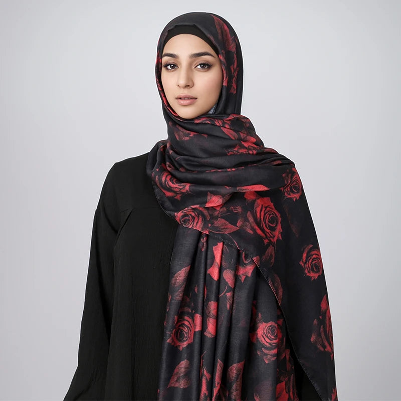 New Women's Watercolor Hijab Scarf Bandana Headband Vintage Luxury Beach 180cm Long Handkerchief Bohemia Muslim Accessories 2025