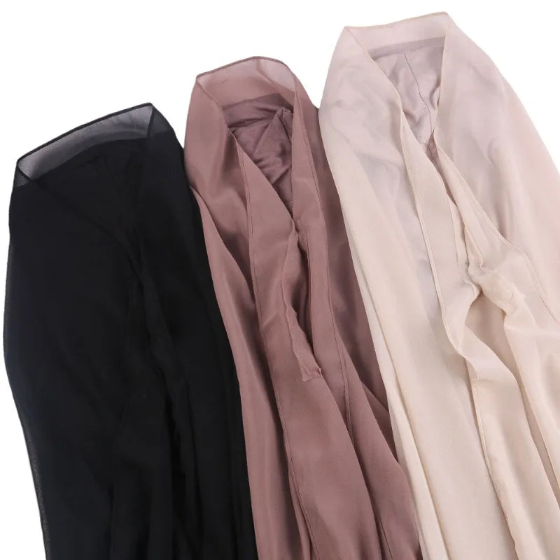 ONE TO WAN Premium Chiffon Hijab With Bulit-in Magnets Solid Color Easy To Wear Shawl Wrap With Undercap For Muslim Women