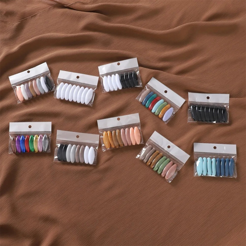 8pcs/set Elegantly Plastic Brooch Needle High Quality Scarf Accessory Fix Scarf Safety Pin Solid Color Hijab Brooch