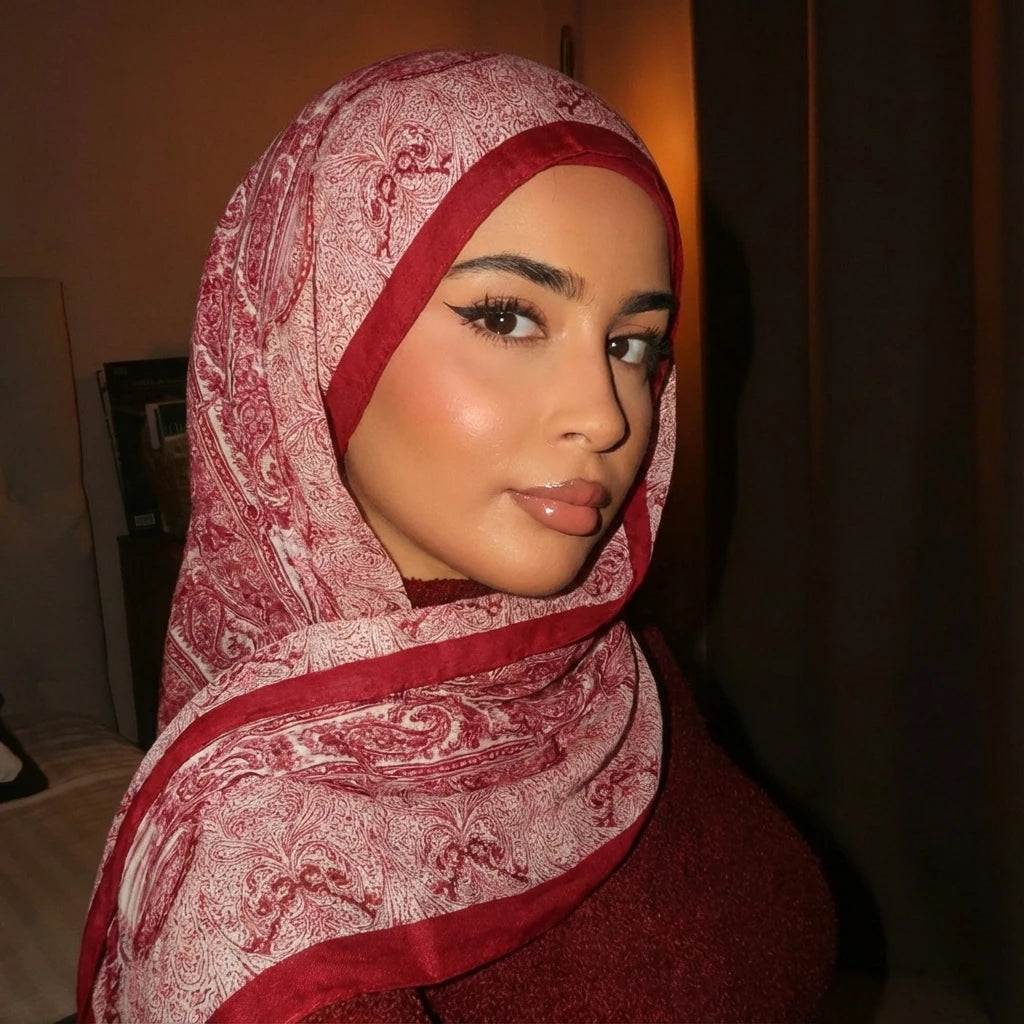 Ramadan Muslim Hijabs for Women Spring Watercolour Shawl Soft Muslim Eid Hijabs Modal Cotton Wrap Ialamic Headscarf Ramadan