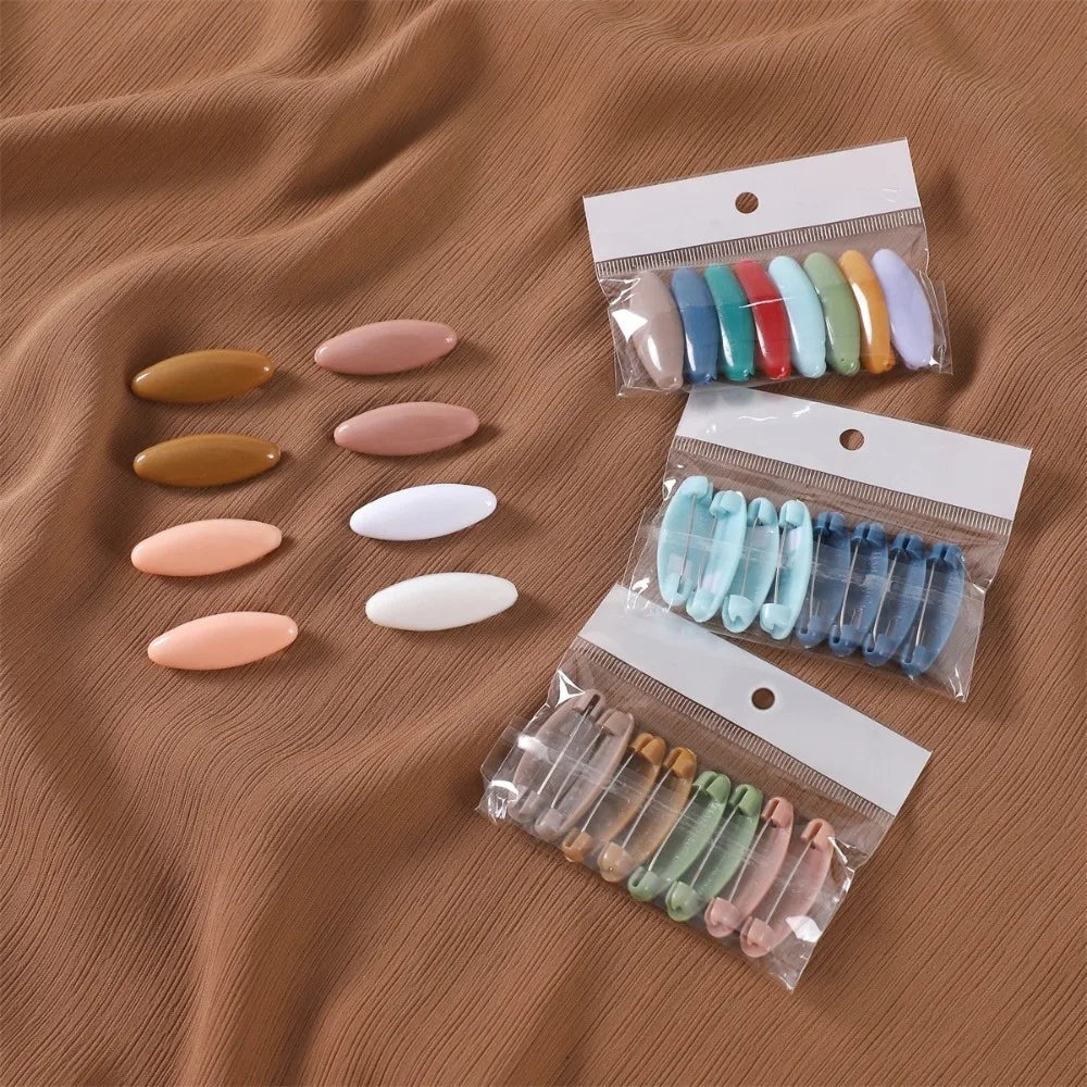 8pcs/set Elegantly Plastic Brooch Needle High Quality Scarf Accessory Fix Scarf Safety Pin Solid Color Hijab Brooch