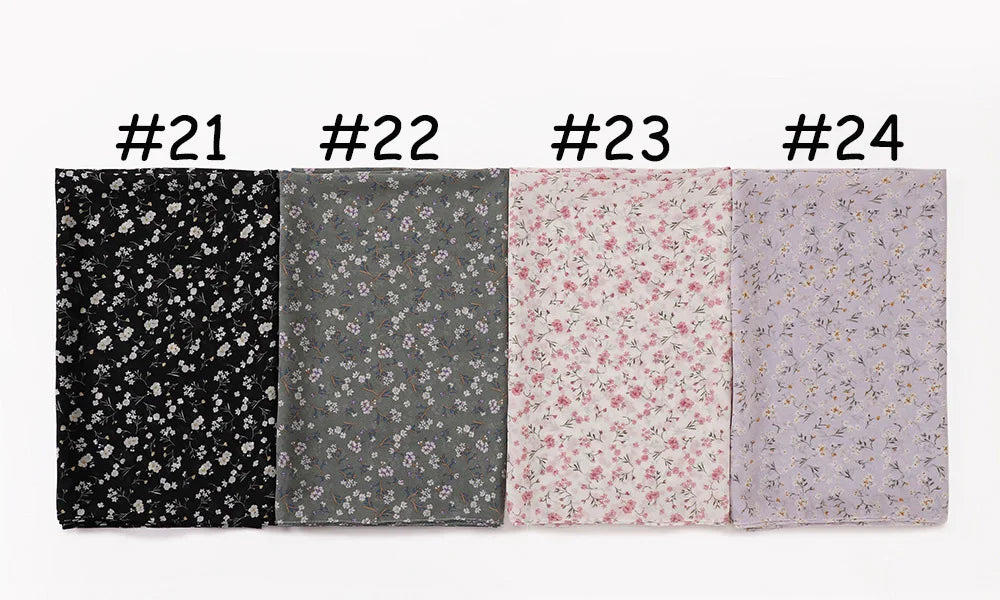 New Printed Hijabs Shawl Bubble Chiffon Hijabs Woman Design Flower Shawls Muslim Scarves Headscarf Wraps Turbans Long Scarves