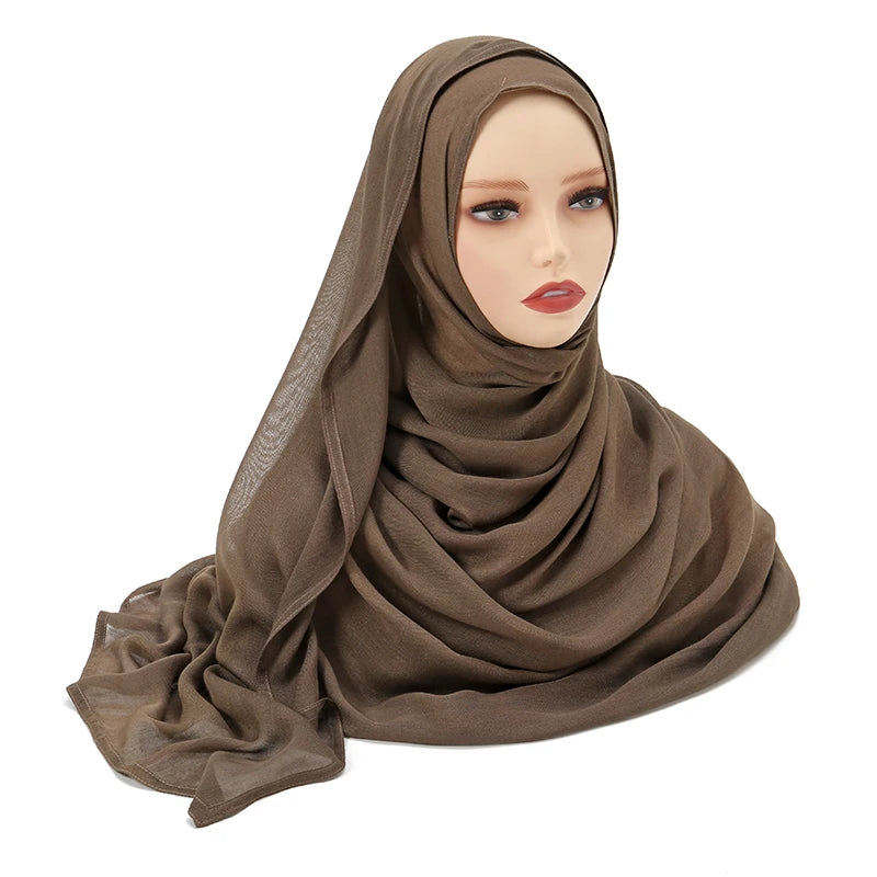 Rayon Viscose Muslim Woman Hijab Cotton Plain Musulman Scarves Solid Islamic Shawls and Wraps Soft Women's Turban Headband Veil