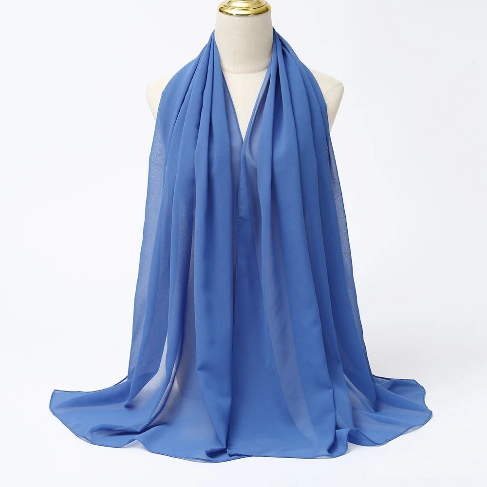 Muslim Chiffon Hijabs For Woman Long Solid Color Head Wrap For Women Shawls Scarves Ladies Muslim Veil Hijab