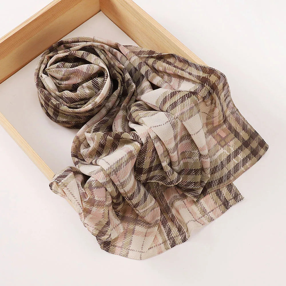 New Printed Hijabs Shawl Bubble Chiffon Hijabs Woman Design Flower Shawls Muslim Scarves Headscarf Wraps Turbans Long Scarves