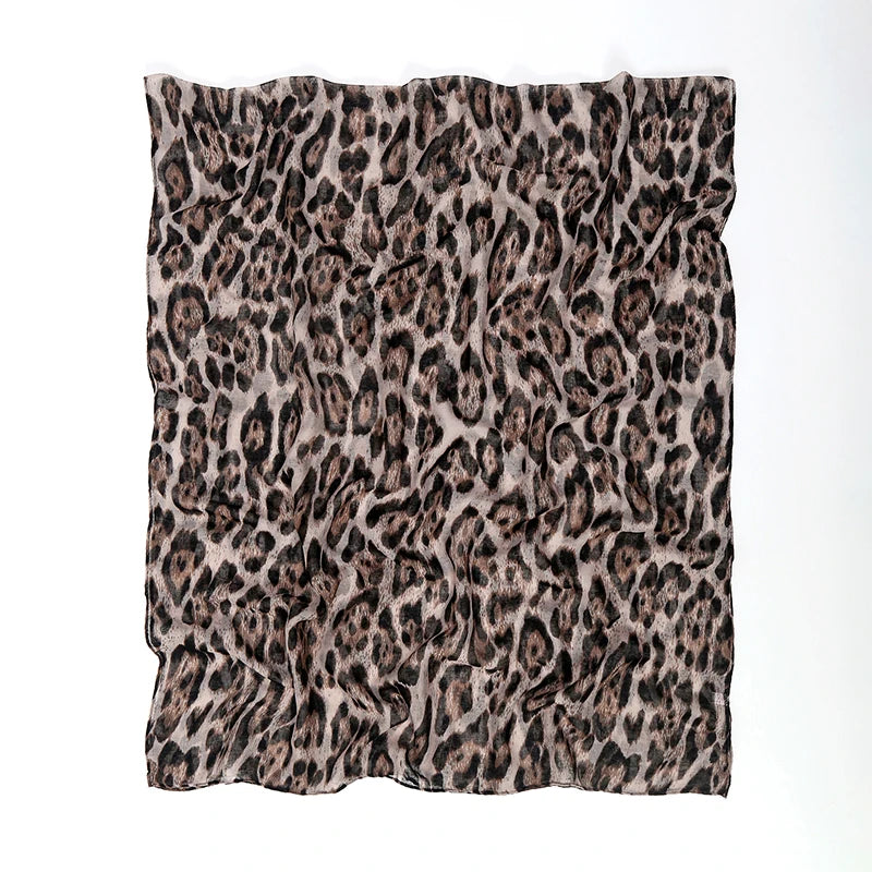 Fashion Leopard Print Hijabs for Women Long Bali Yarn Printed Scarf Muslim Turban Turbans for Women Shawl Hijab Femme Musulman