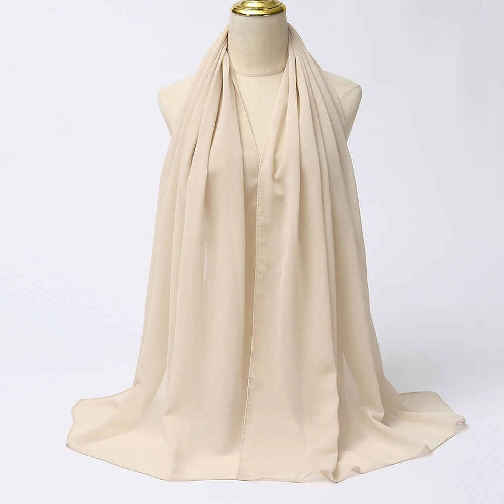 Muslim Chiffon Hijabs For Woman Long Solid Color Head Wrap For Women Shawls Scarves Ladies Muslim Veil Hijab