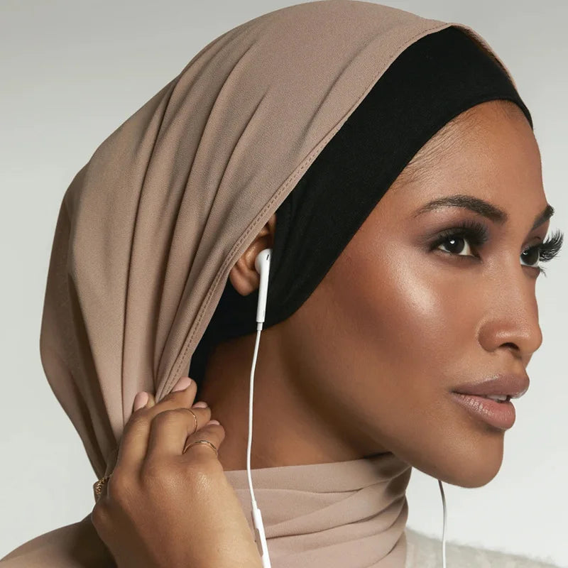 Trendy Women's Hijab Islamic Under Scarf Ready Solid Color Undercap With Ear Hole Hijab Caps Bandanas Cap Under Caps For Hijabs