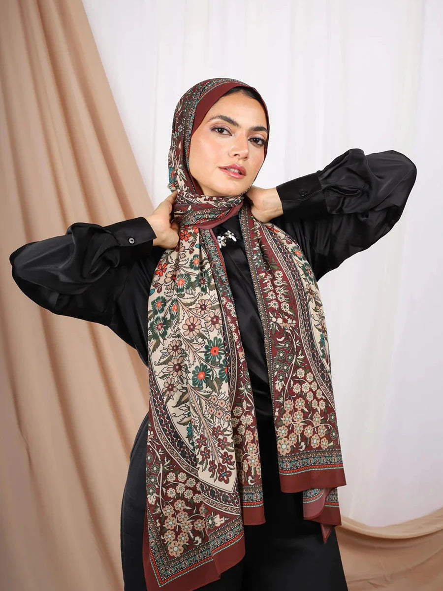 Islam Ramadan Muslim Hijabs Watercolor Print Hijab for Women Bohemian Cotton Headscarf Foulard Femme Prayer Shawl Wrap Ramadan