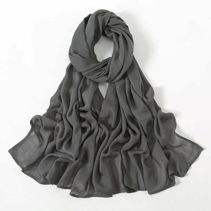 Rayon Viscose Muslim Woman Hijab Cotton Plain Musulman Scarves Solid Islamic Shawls and Wraps Soft Women's Turban Headband Veil