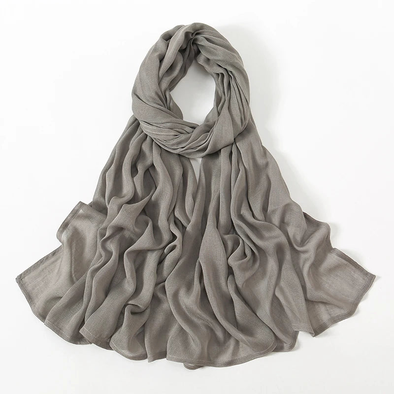 Rayon Viscose Muslim Woman Hijab Cotton Plain Musulman Scarves Solid Islamic Shawls and Wraps Soft Women's Turban Headband Veil