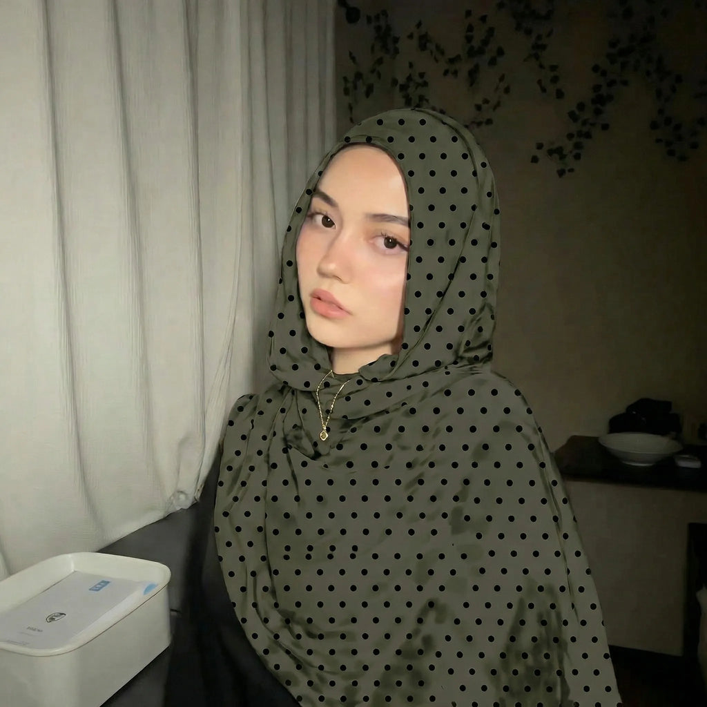 Bohemian Dot Print Hijabs Women Watercolour Shawl Soft Muslim Hijabs Modal Cotton Wrap Beach Sun-Protection Headscarf Ramadan