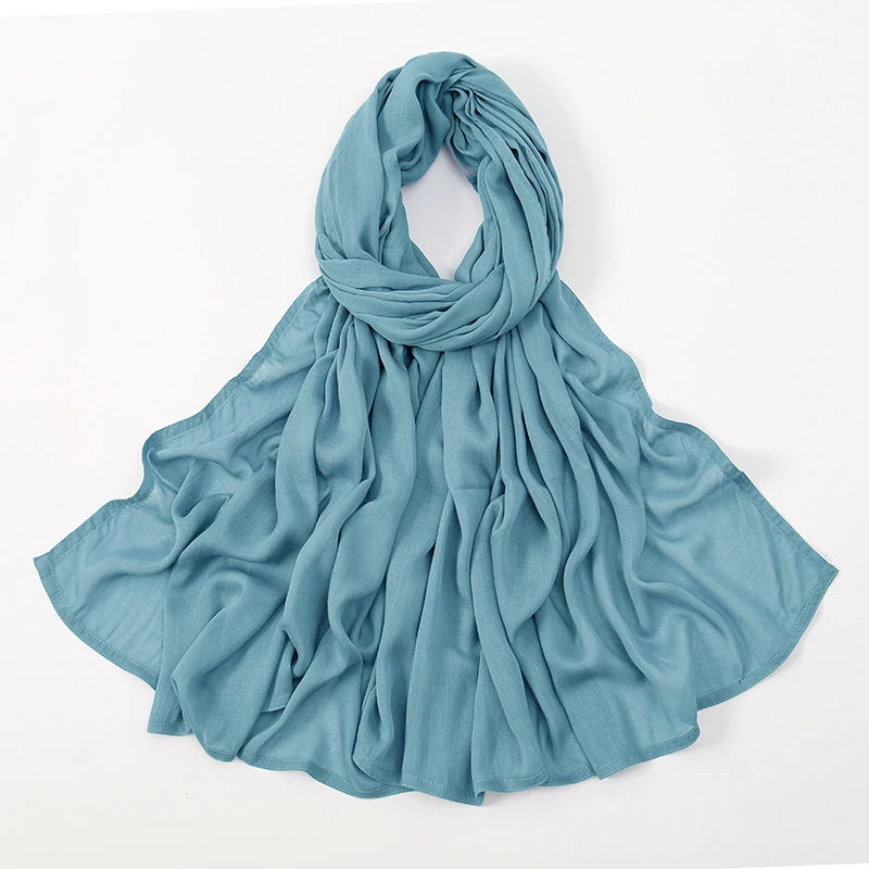 Rayon Viscose Muslim Woman Hijab Cotton Plain Musulman Scarves Solid Islamic Shawls and Wraps Soft Women's Turban Headband Veil
