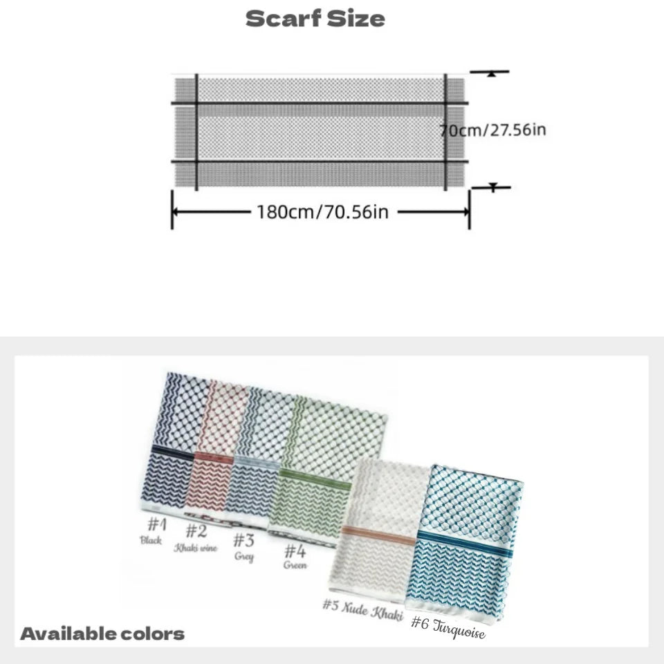 11 Color Muslim Keffiyeh Hijab Chiffon Print Shawl kufiyya Saudi Fashion Lady Soft Headwraps Geometric Style Arab kaffiyeh Scarf