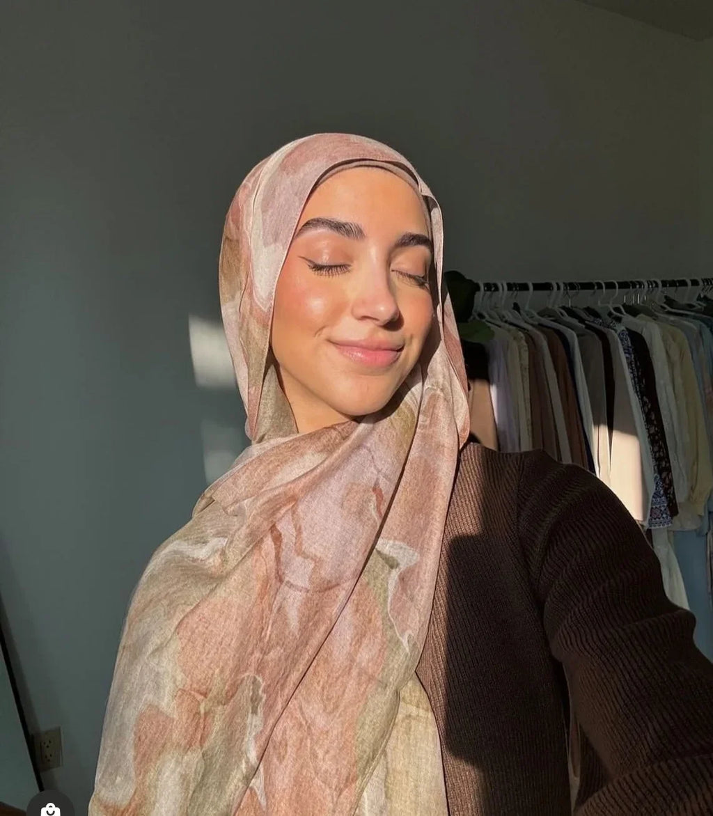 New Watercolor Hijabs for Women Floral  Print Hijab Scarf Breathable Soft Long Fashion Scarves Headscarf Paisley Muslim
