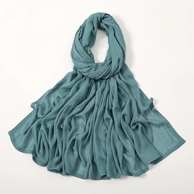 Rayon Viscose Muslim Woman Hijab Cotton Plain Musulman Scarves Solid Islamic Shawls and Wraps Soft Women's Turban Headband Veil