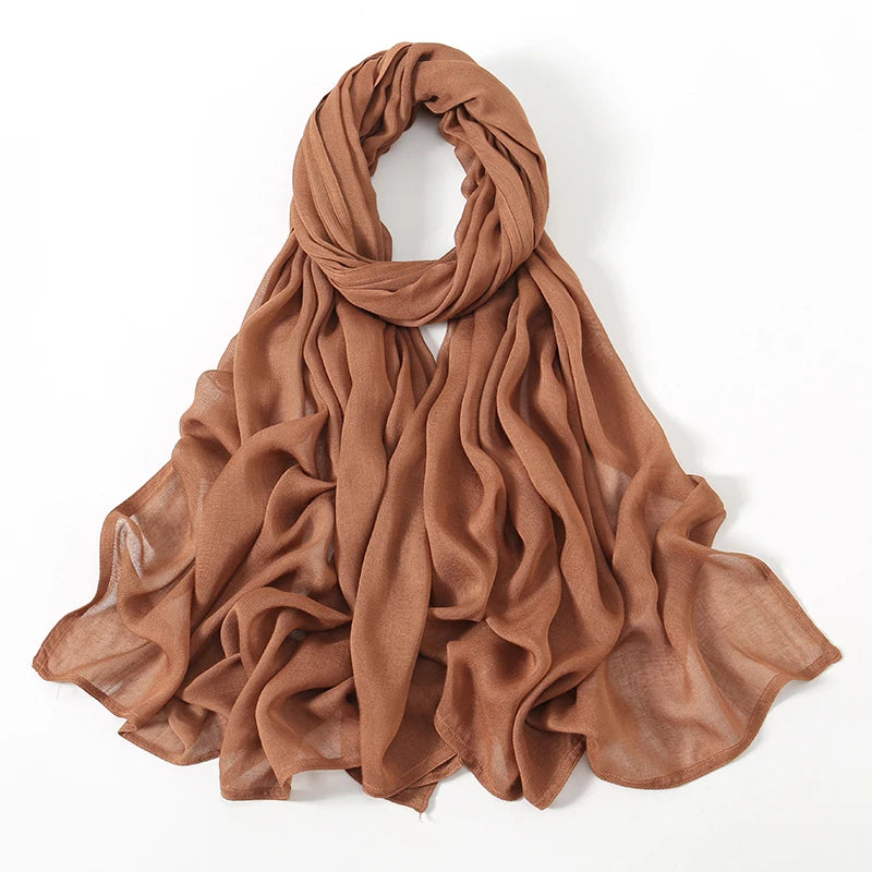 Rayon Viscose Muslim Woman Hijab Cotton Plain Musulman Scarves Solid Islamic Shawls and Wraps Soft Women's Turban Headband Veil