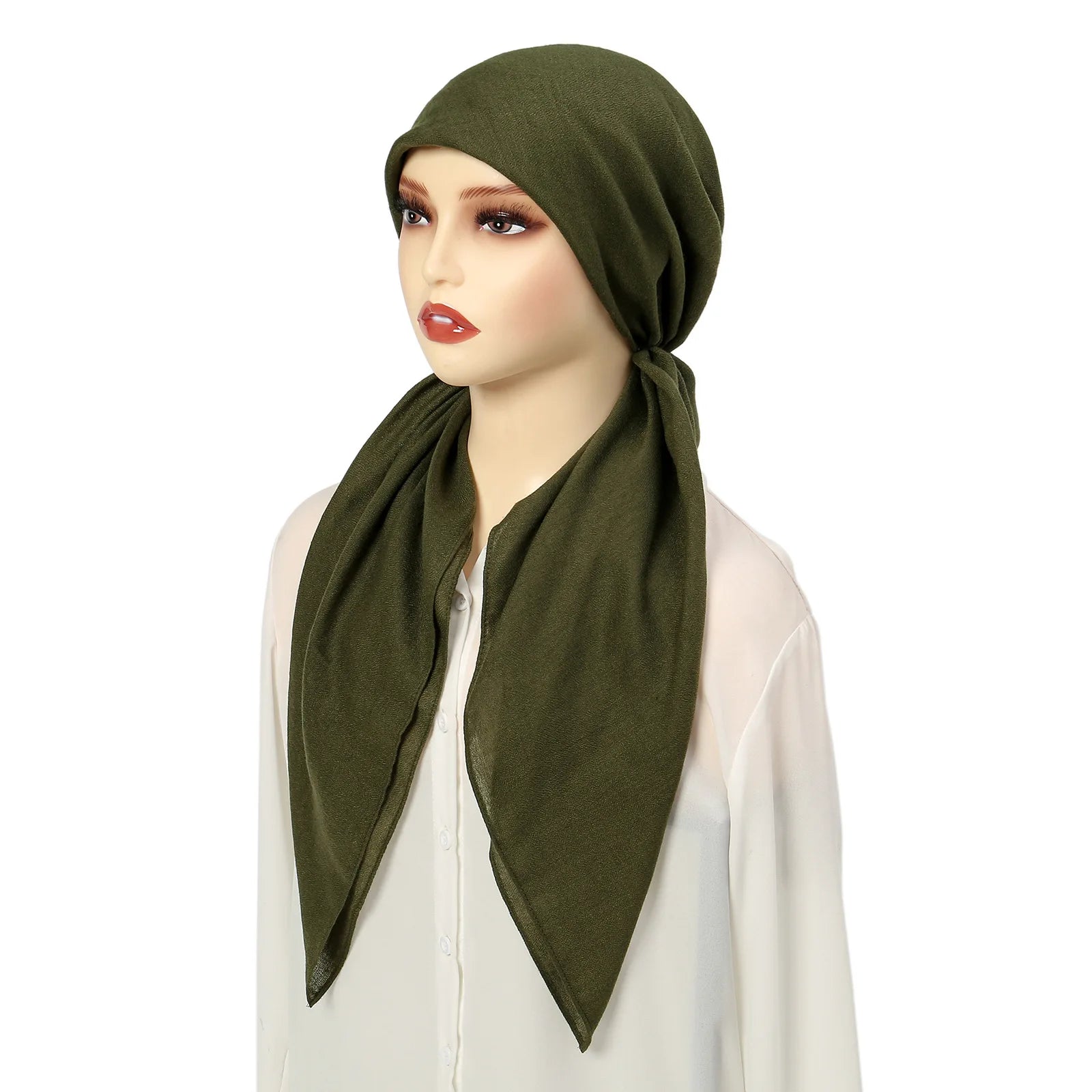 Ramadan Solid Color Soft Elastic Women's Hijab Muslim Ladies Turban Bonnet Long Tail Head Wrap Head Scarf Indian Hats