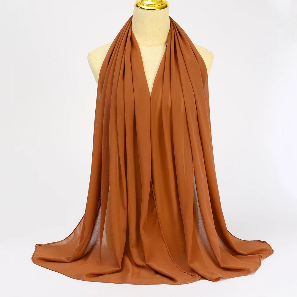 Muslim Chiffon Hijabs For Woman Long Solid Color Head Wrap For Women Shawls Scarves Ladies Muslim Veil Hijab