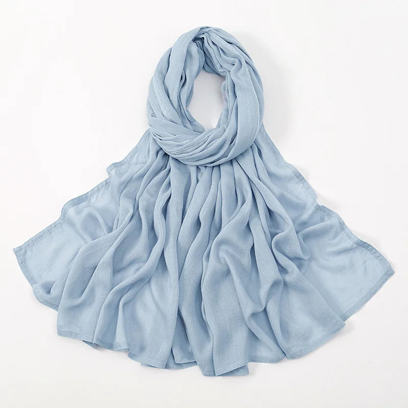 Rayon Viscose Muslim Woman Hijab Cotton Plain Musulman Scarves Solid Islamic Shawls and Wraps Soft Women's Turban Headband Veil