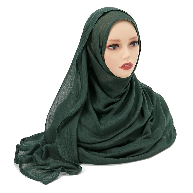 Rayon Viscose Muslim Woman Hijab Cotton Plain Musulman Scarves Solid Islamic Shawls and Wraps Soft Women's Turban Headband Veil