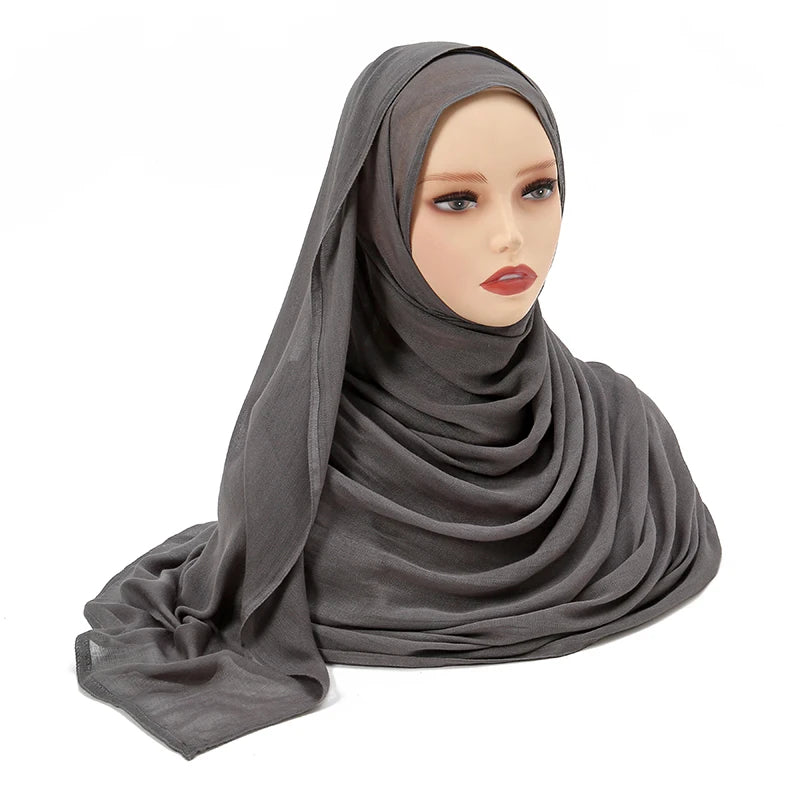 Rayon Viscose Muslim Woman Hijab Cotton Plain Musulman Scarves Solid Islamic Shawls and Wraps Soft Women's Turban Headband Veil