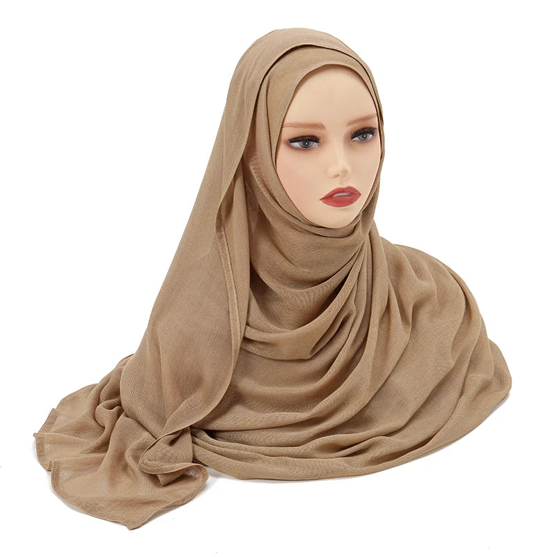 Rayon Viscose Muslim Woman Hijab Cotton Plain Musulman Scarves Solid Islamic Shawls and Wraps Soft Women's Turban Headband Veil