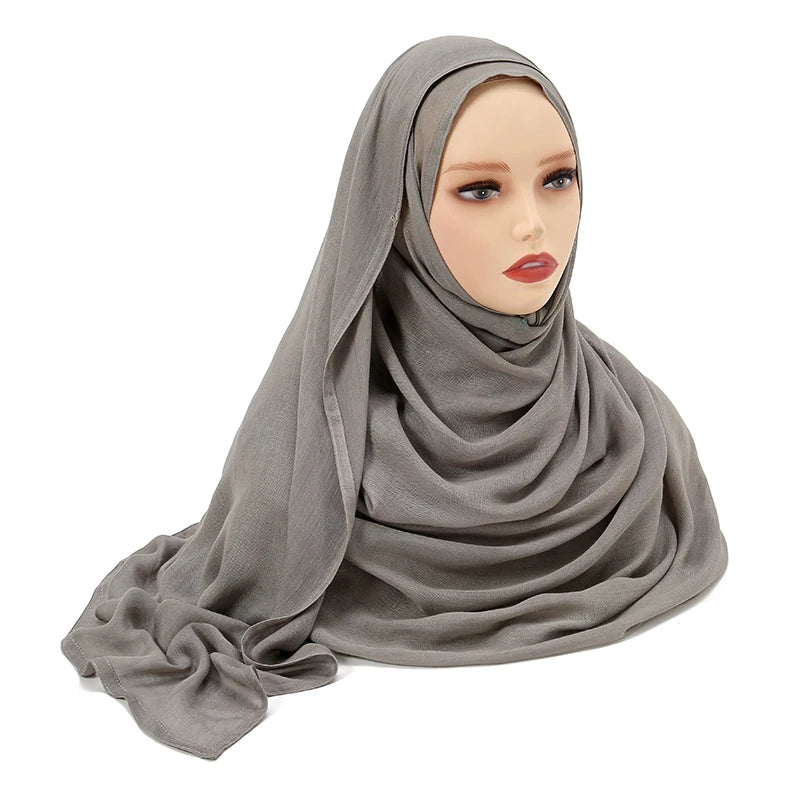Rayon Viscose Muslim Woman Hijab Cotton Plain Musulman Scarves Solid Islamic Shawls and Wraps Soft Women's Turban Headband Veil