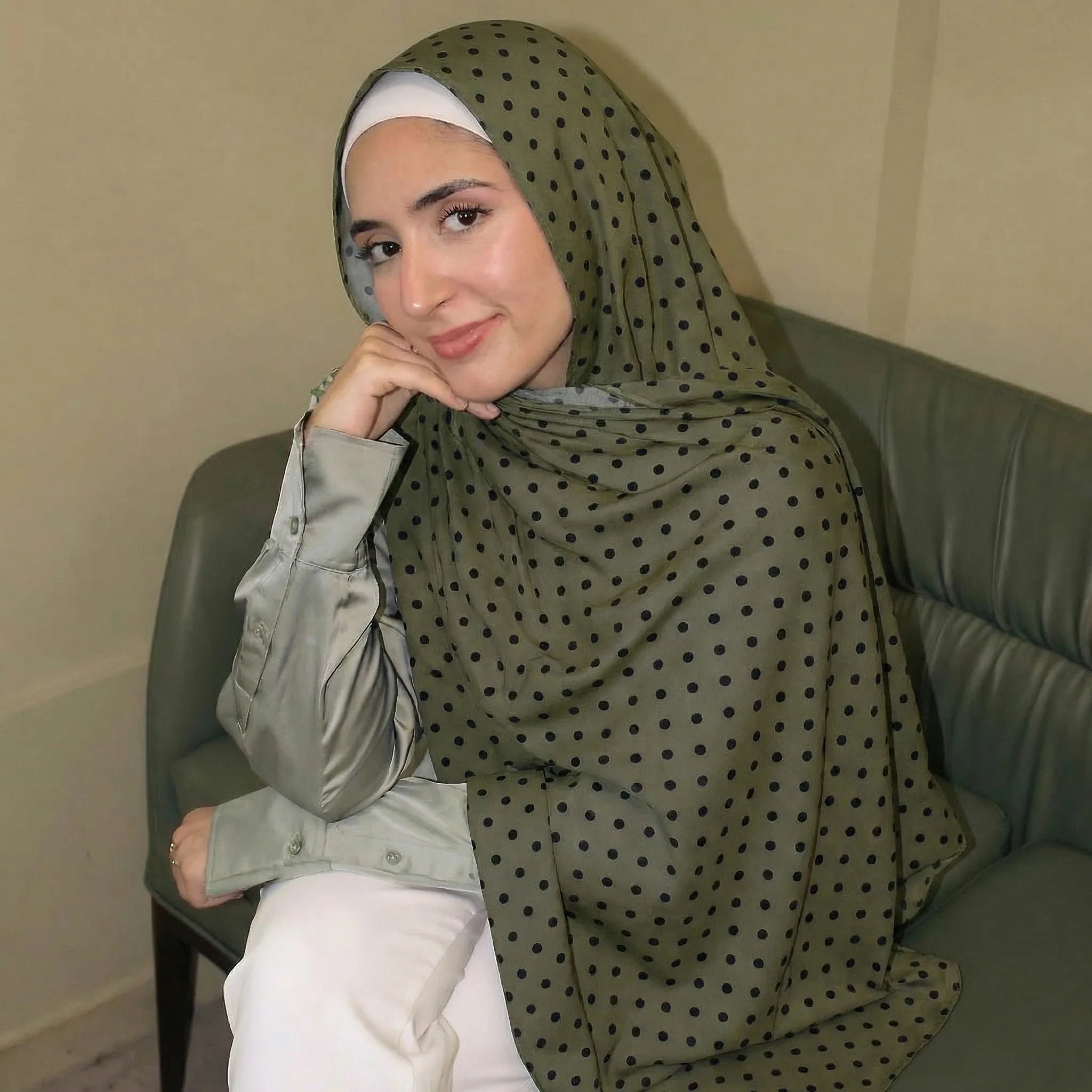 Bohemian Dot Print Hijabs Women Watercolour Shawl Soft Muslim Hijabs Modal Cotton Wrap Beach Sun-Protection Headscarf Ramadan